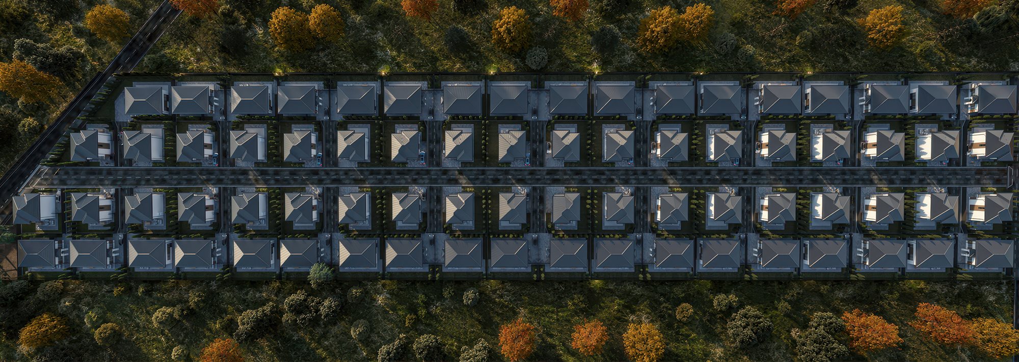 VIVO Residence 1 — masterplan, vedere de sus a cartierului din Tunari
